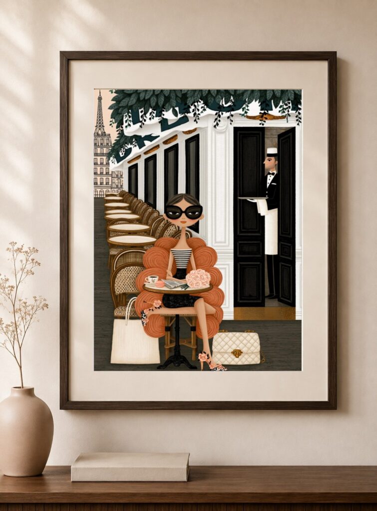 Paris Cafe Girl Art Print