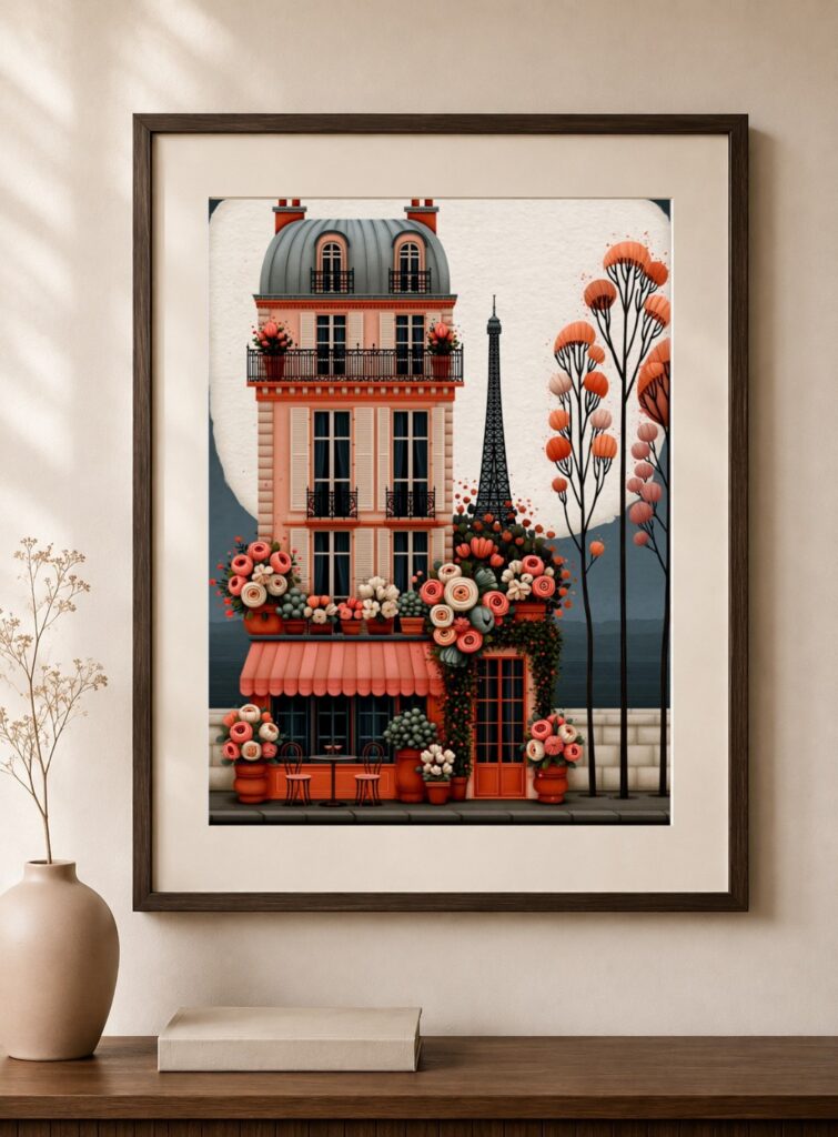 Pink Paris Townhouse Art Print
