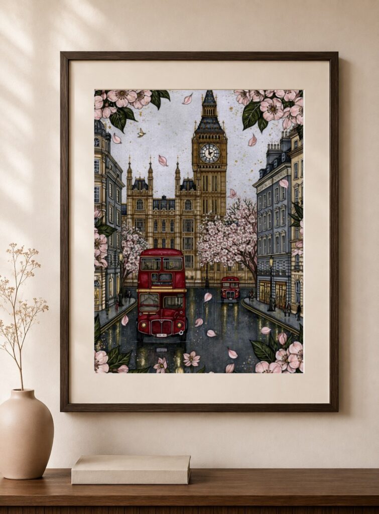 London Cherry Blossom Art Print