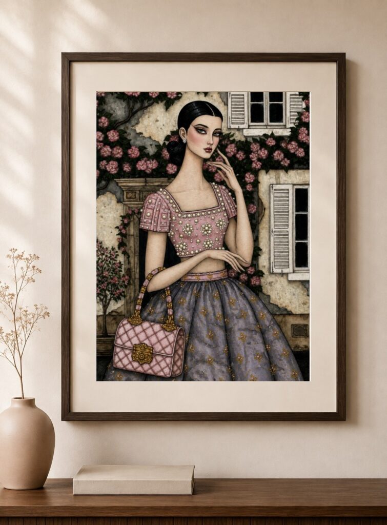 Rose Cottage Fashion Art Print