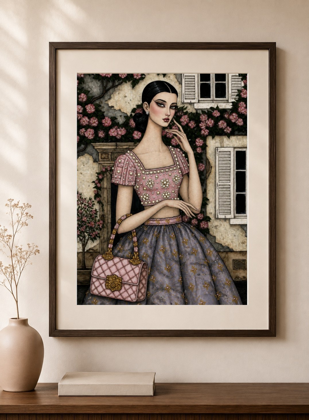 Rose Cottage Fashion Art Print