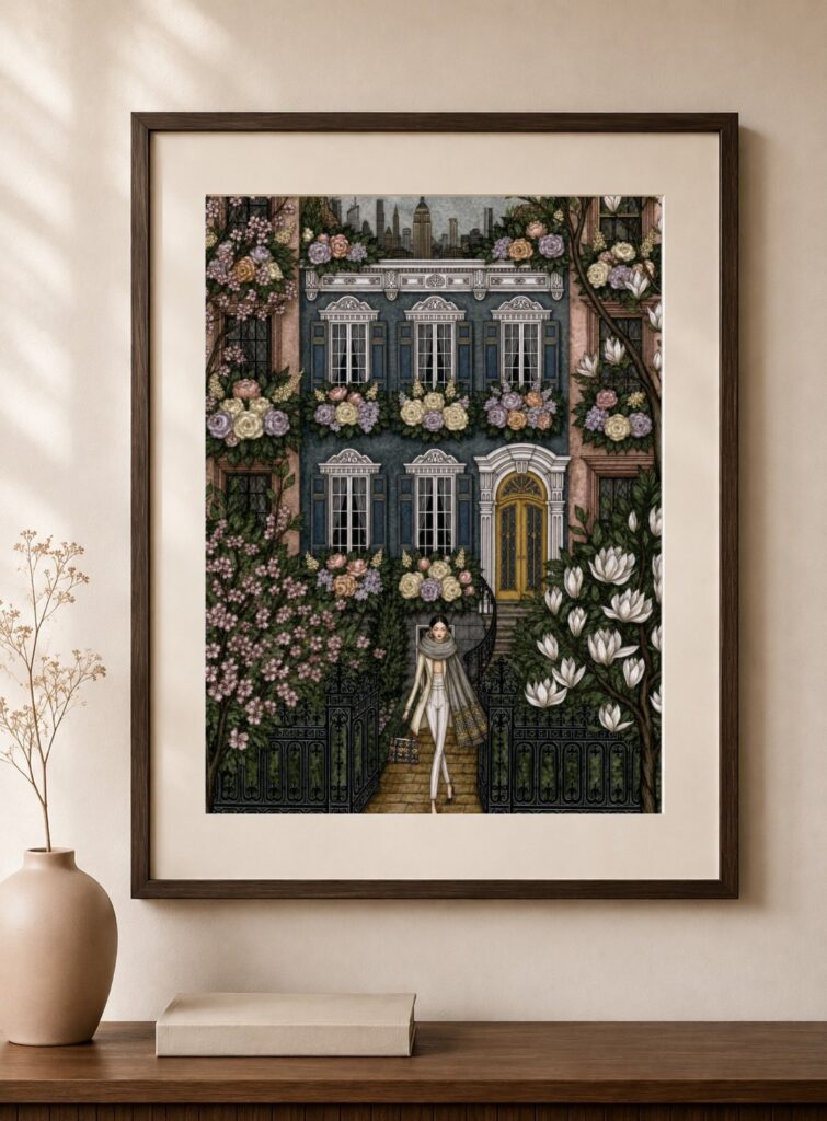 Blooming Townhouse Art Print