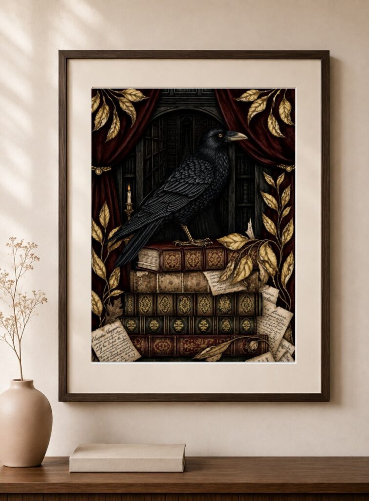 Raven Dark Academia Art Print