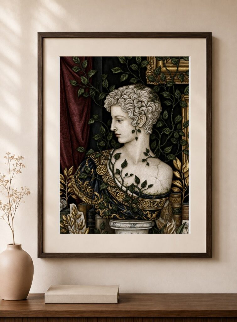 Neoclassical Ivy Woman Bust Art Print