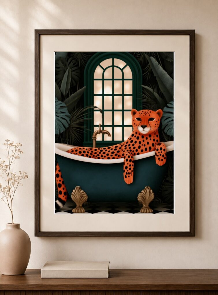 Cheetah Bathroom Art Print
