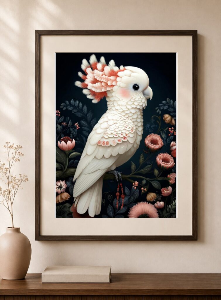 White Cockatoo Botanical Art Print