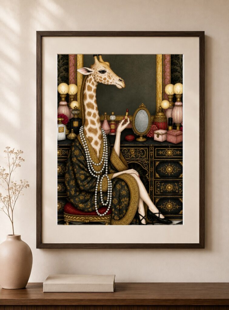 Glam Giraffe Vanity Art Print