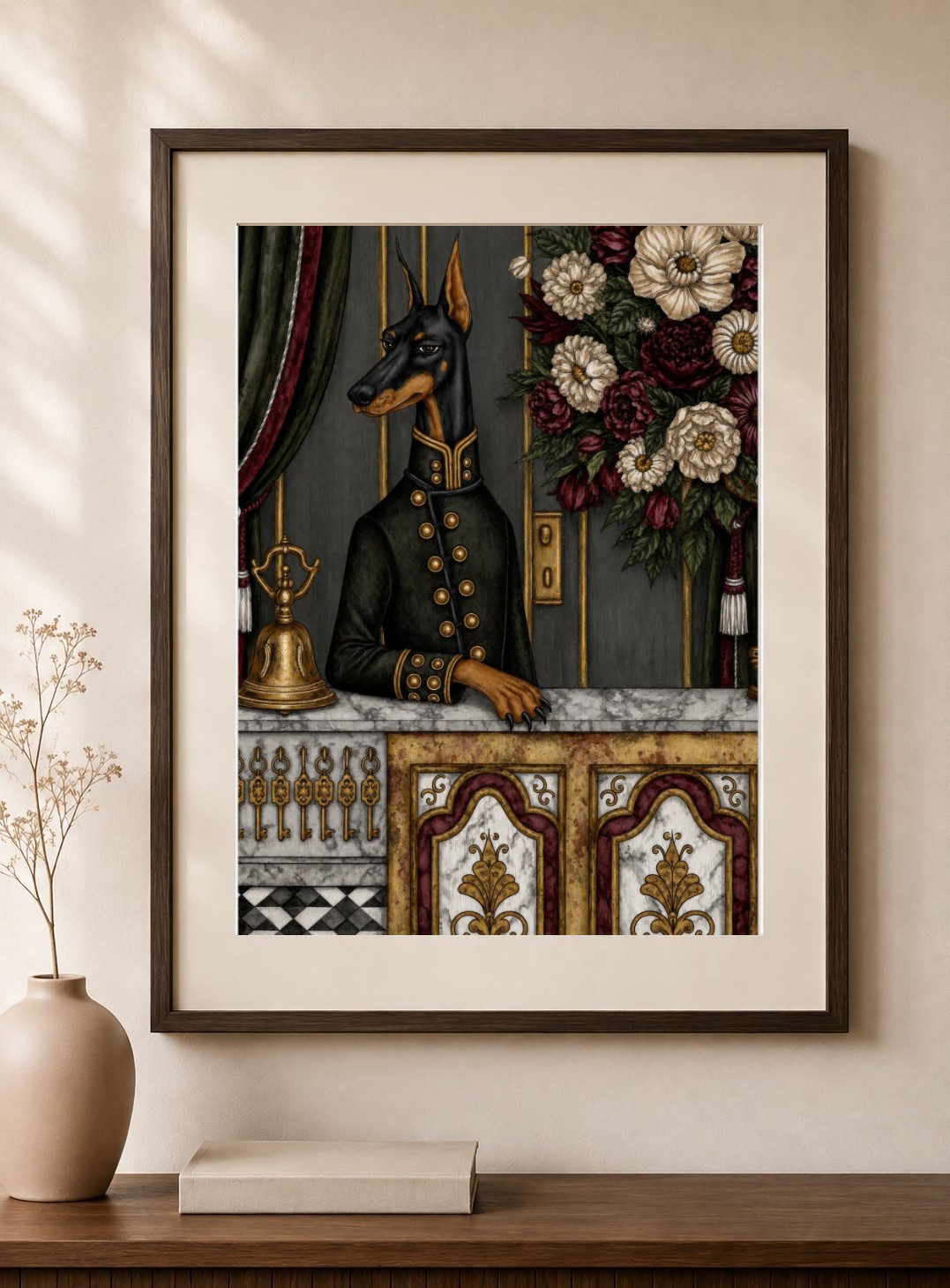 Doberman Dark Academia Art Print