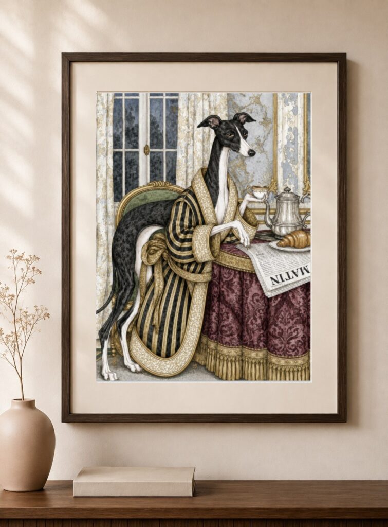 Greyhound Vintage French Decor Art Print