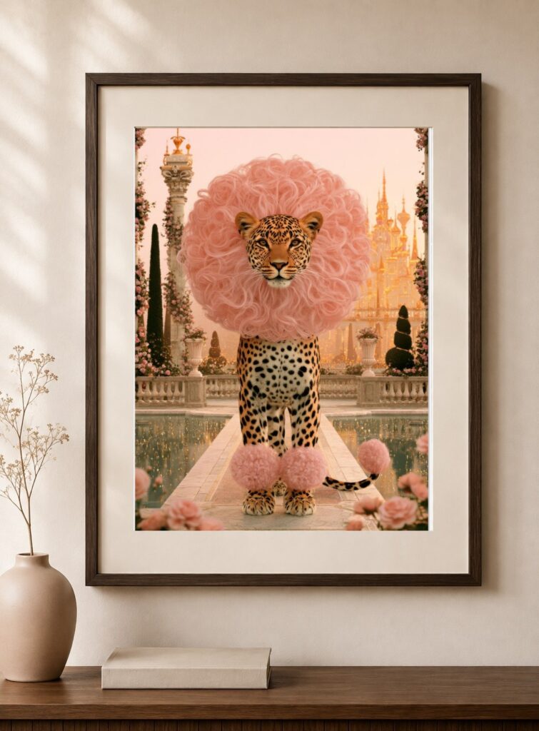 Pink Leopard, Pastel Surreal Animal Art Print