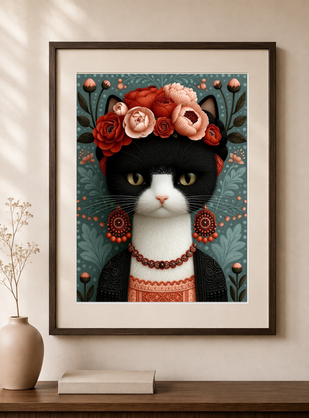 Tuxedo Cat Portrait Art Print