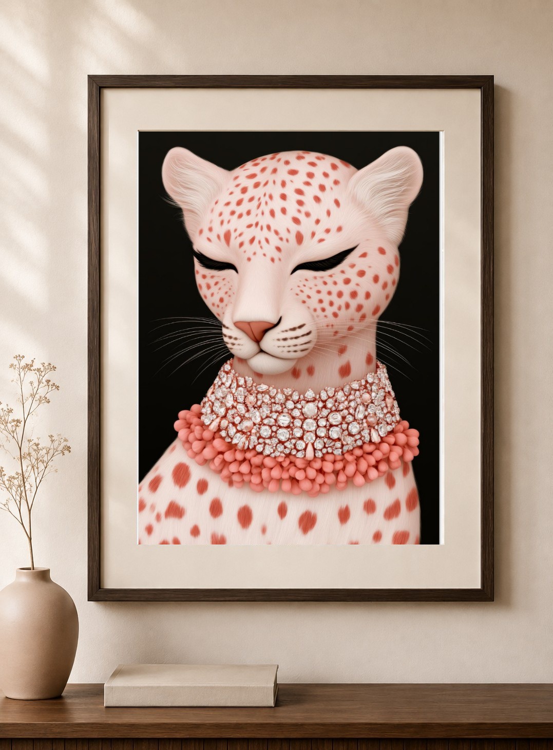 Pink Leopard, Glam Folk Art Print