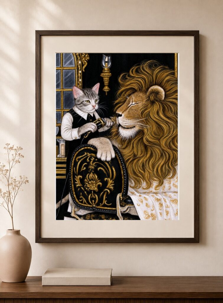 Barber Cat Art Print