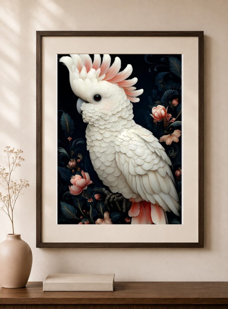 White Cockatoo Tropical Bird Art Print