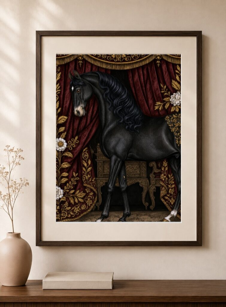 Black Stallion Baroque Horse Art Print