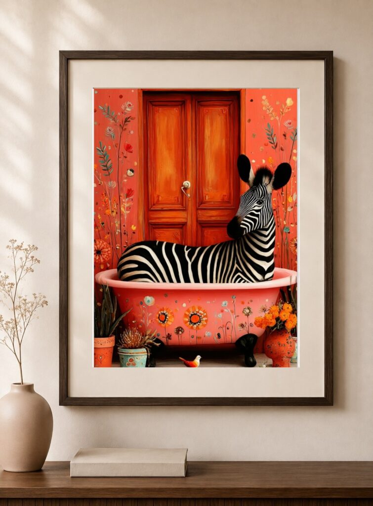 Zebra Bathroom Art Print