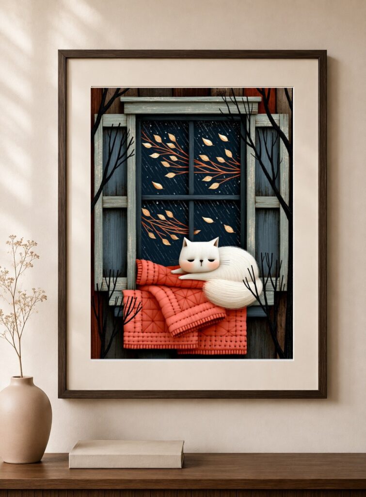 Autumn Cat Art Print