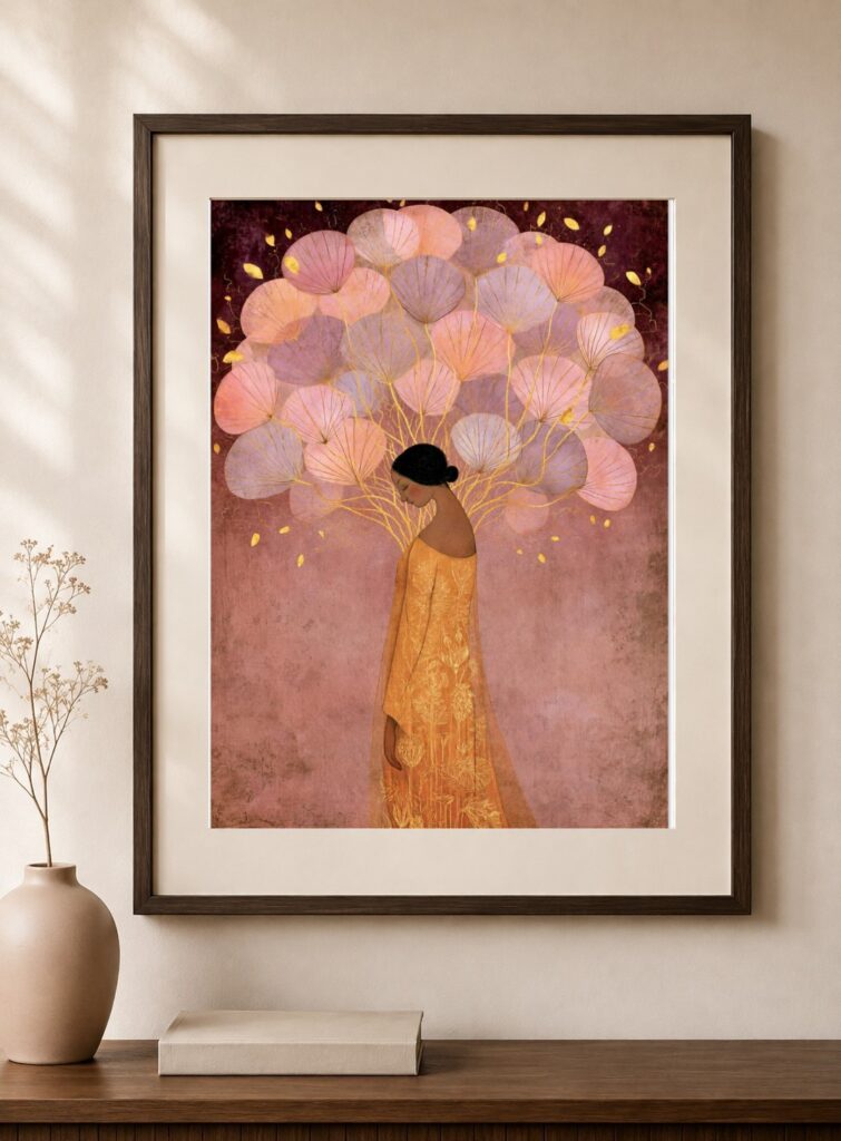 Pink Floral Tree Art Print