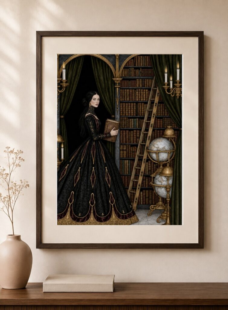 Victorian Woman Library Art Print