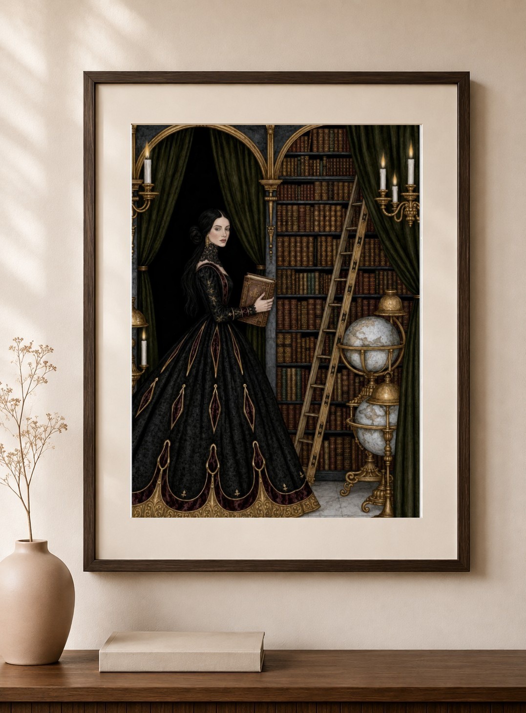Victorian Woman Library Art Print