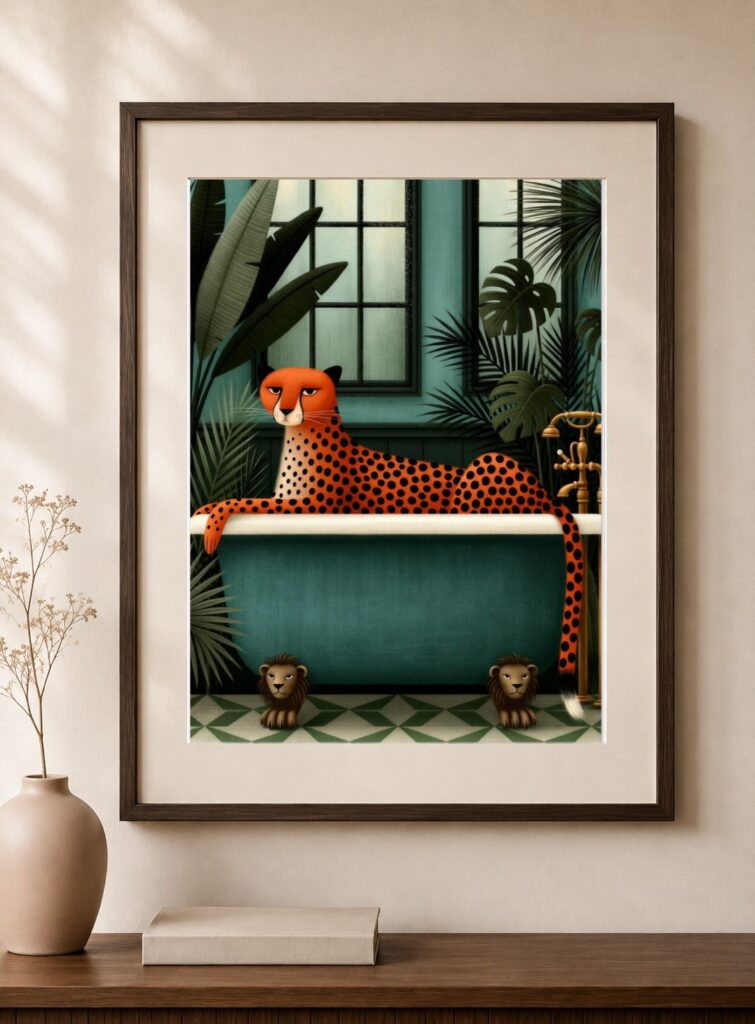Cheetah Bathtub Art Print