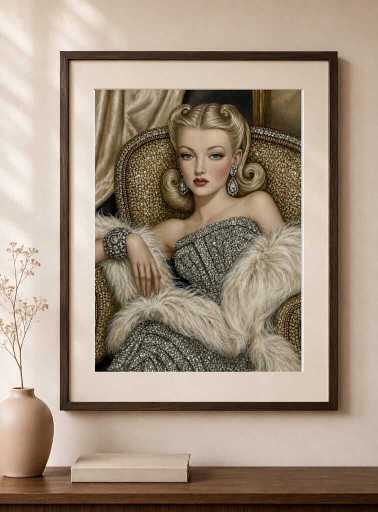Old Hollywood Glamour, Vintage Beauty Art Print