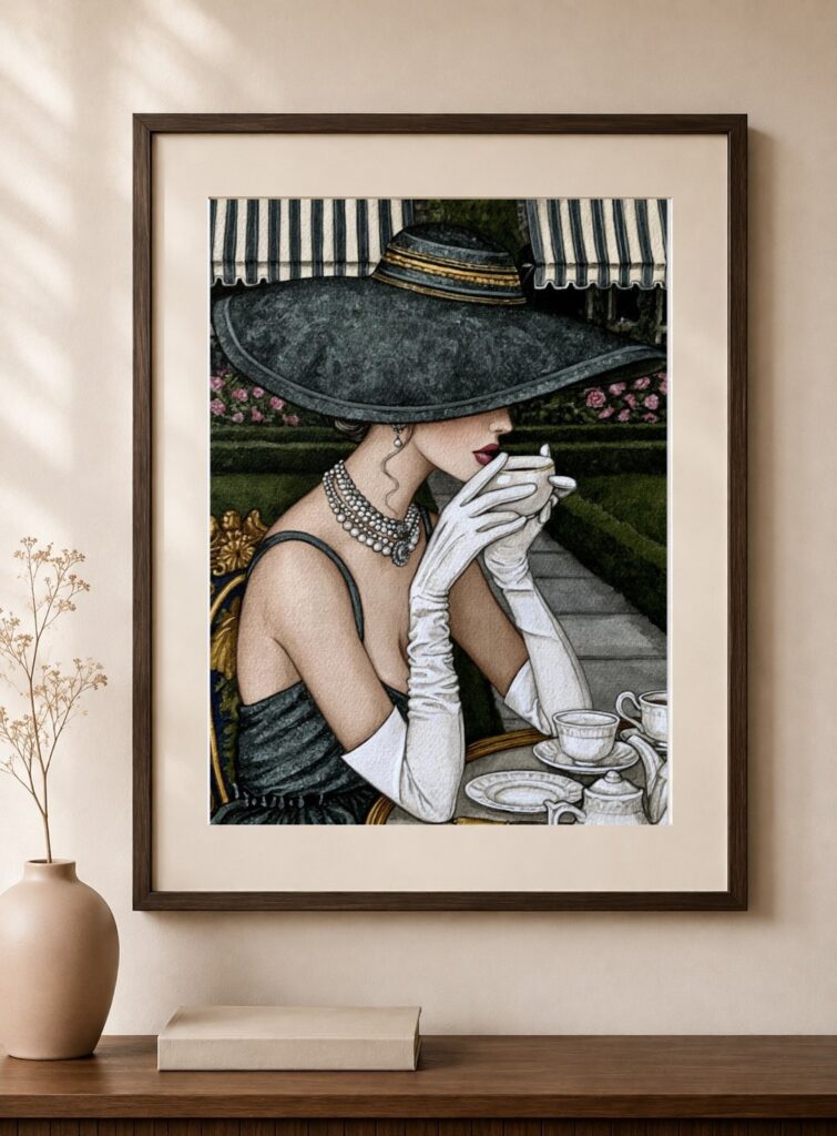 Parisian Cafe Woman Art Print