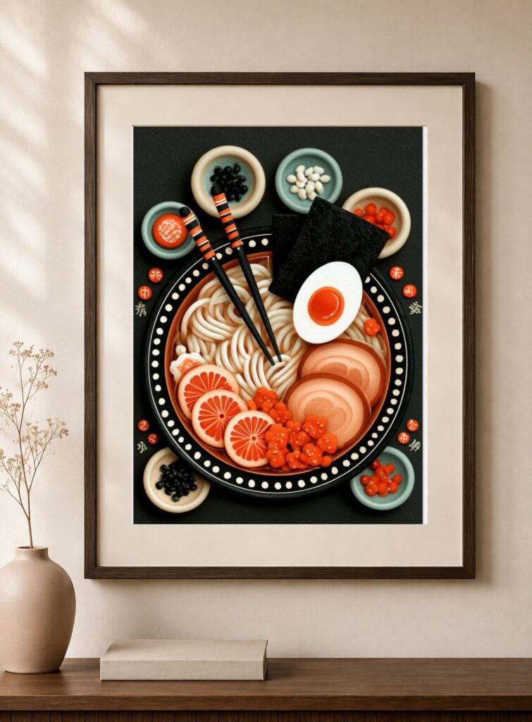 Ramen Bowl Cut Paper Art Print