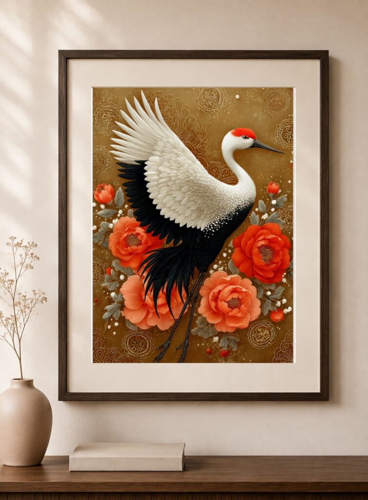 Japanese Crane Elegant Bird Art Print