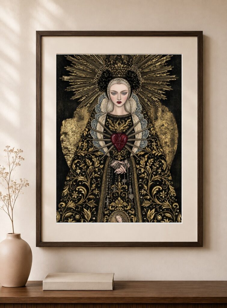 Baroque Madonna Sacred Heart Art Print