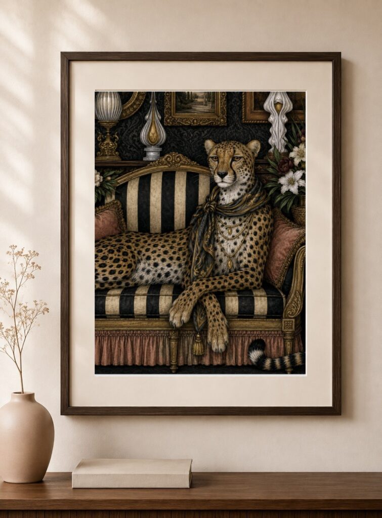 Maximalist Cheetah Regal Lounge Art Print
