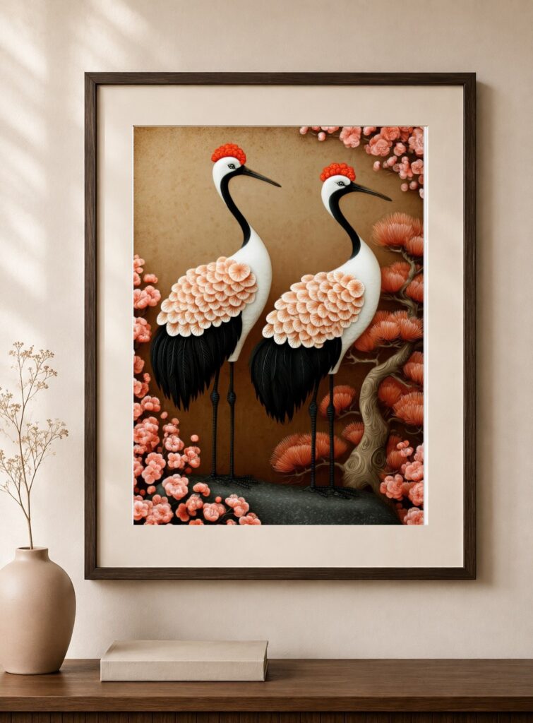 Japanese Crane, Crane Couple Art Print