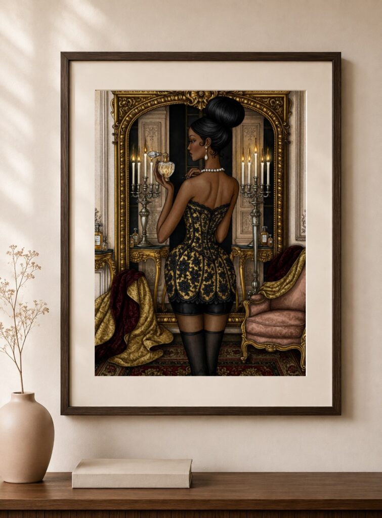 Baroque Boudoir Gold Corset Art Print