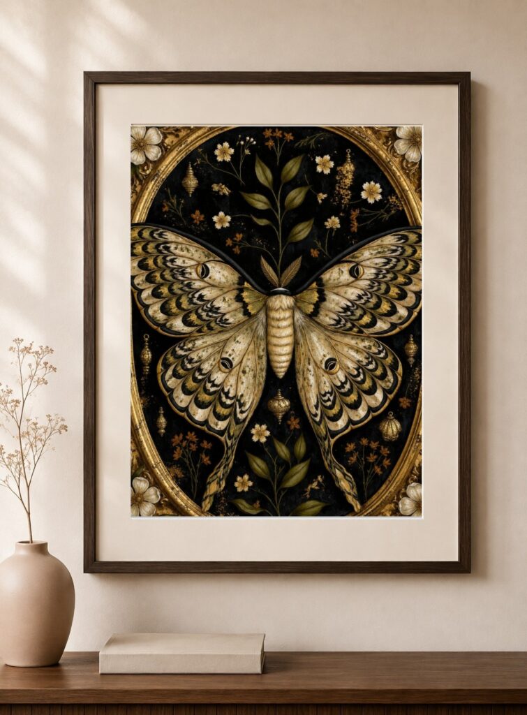 Vintage Botanical Moth Art Print