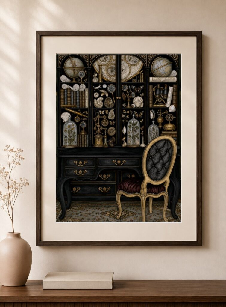Dark Academia Curiosity Cabinet Art Print