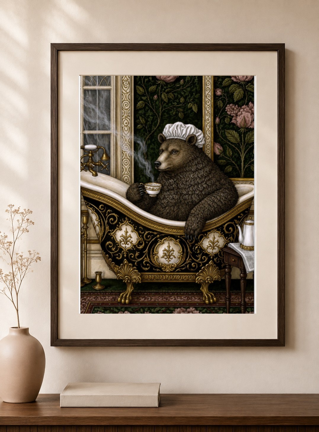 Brown Bear Bath Art Print