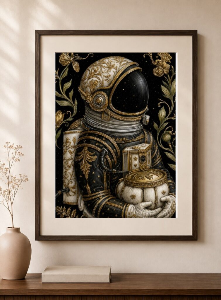 Astronaut Baroque Dark Academia Art Print