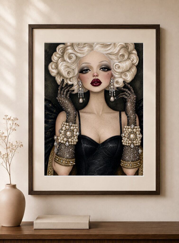 Baroque Glamour Portrait Art Print